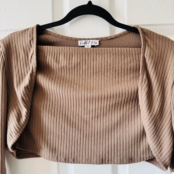 NWT Rabbit Rose 2-Piece Ribbed Long Sleeve Crop Set | Size XL - Picture 2 of 5